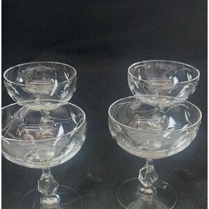 4 Tiffin Franciscan Petite Tall Crystal Sherbet Champagne Coupes